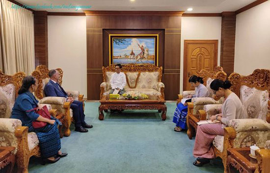 နိုင်ငံခြားရေးဝန်ကြီးဌာန၊ ဒုတိယဝန်ကြီး ဦးလွင်ဦးက ကုလသမဂ္ဂယာယီဌာနေညှိနှိုင်းရေးမှူး နှင့် လူသားချင်းစာနာထောက်ထားမှုဆိုင်ရာ ယာယီညှိနှိုင်းရေး မှူးဖြစ်သူ Mr. Marcoluigi Corsi အား လက်ခံတွေ့ဆုံ