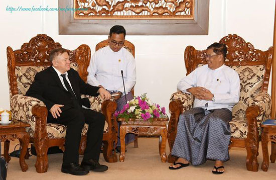 ဒုတိယဝန်ကြီးချုပ်နှင့် နိုင်ငံခြားရေးဝန်ကြီးဌာန၊ ပြည်ထောင်စုဝန်ကြီးက ဥရောပအာရှ စီးပွားရေးကော်မရှင် ဘုတ်အဖွဲ့ဝင်၊ အကြီးစားစီးပွားရေးနှင့် ပေါင်းစည်းရေးဝန်ကြီး မစ္စတာ ဆာဂေး ဂလေးဇီးယပ် ဦးဆောင်သော ကိုယ်စားလှယ်အဖွဲ့အား လက်ခံတွေ့ဆုံ