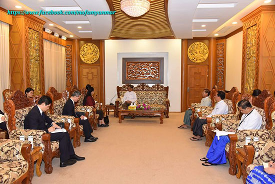 ပြည်ထောင်စုသမ္မတမြန်မာနိုင်ငံတော်၊ ဒုတိယဝန်ကြီးချုပ်နှင့် ပြည်ထောင်စုဝန်ကြီး၊ နိုင်ငံခြားရေးဝန်ကြီးဌာန၊ ဦးသန်းဆွေသည် မြန်မာနိုင်ငံဆိုင်ရာ တရုတ်ပြည်သူ့သမ္မတနိုင်ငံ သံအမတ်ကြီး မစ္စ မာကျားအားလက်ခံတွေ့ဆုံ (၂၇-၈-၂၀၂၄ ရက်၊ နေပြည်တော်)