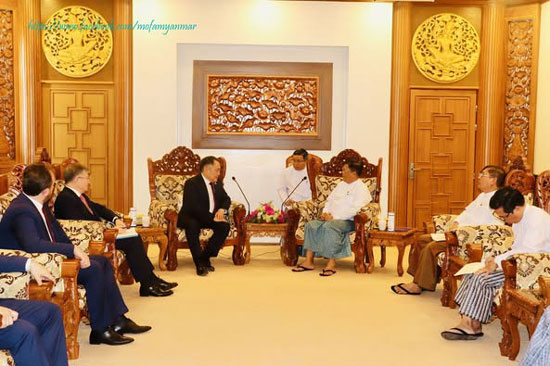 ဒုတိယဝန်ကြီးချုပ်နှင့် နိုင်ငံခြားရေးဝန်ကြီးဌာန ပြည်ထောင်စုဝန်ကြီး ဦးသန်းဆွေက ရုရှားဖက်ဒရေးရှင်းနိုင်ငံ၊ ဒူးမားလွှတ်တော် ဒုတိယဥက္ကဋ္ဌ မစ္စတာ ရှာလ်ဘန်း ကာရာအော်လ်အား လက်ခံတွေ့ဆုံ