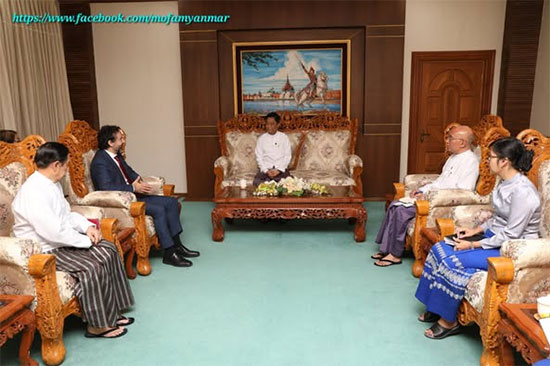 နိုင်ငံခြားရေးဝန်ကြီးဌာန၊ ဒုတိယဝန်ကြီး ဦးလွင်ဦး က IFRC ၏ အာရှပစိဖိတ်ဒေသဆိုင်ရာ ညွှန်ကြားရေးမှူး Mr. Alexander James Matheou အား လက်ခံတွေ့ဆုံ