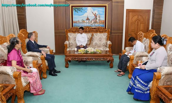 နိုင်ငံခြားရေးဝန်ကြီးဌာန၊ ဒုတိယဝန်ကြီး ဦးလွင်ဦးက မြန်မာနိုင်ငံဆိုင်ရာ ကုလသမဂ္ဂ ယာယီဌာနေညှိနှိုင်းရေးမှူးနှင့် လူသားချင်းစာနာထောက်ထားမှုဆိုင်ရာ ယာယီညှိနှိုင်းရေးမှူး Mr. Marcoluigi Corsi ကို လက်ခံတွေ့ဆုံ