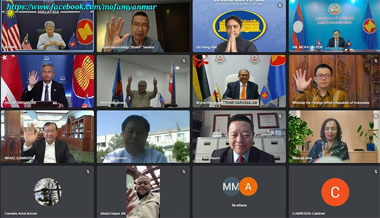 အာဆီယံနိုင်ငံခြားရေးဝန်ကြီးများ အထူးအ‌ရေးပေါ်အစည်းအဝေးသို့ ဒုတိယဝန်ကြီးချုပ်နှင့် နိုင်ငံခြားရေးဝန်ကြီးဌာန ပြည်ထောင်စုဝန်ကြီး ဦးသန်းဆွေ တက်ရောက်