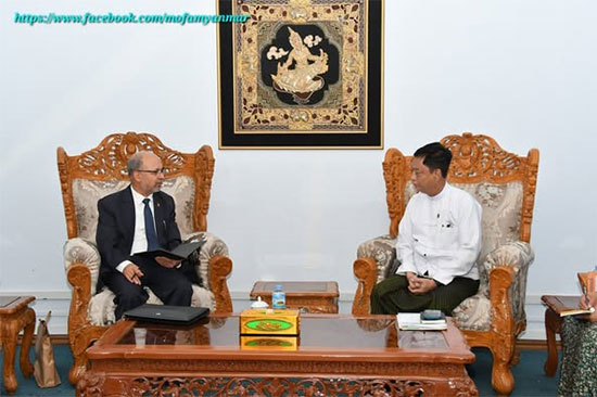 ပြည်ထောင်စုသမ္မတမြန်မာနိုင်ငံတော်၊ နိုင်ငံခြားရေးဝန်ကြီးဌာန၊ ဒုတိယဝန်ကြီး ဦးလွင်ဦးက ပြည်ထောင်စုသမ္မတမြန်မာနိုင်ငံတော်ဆိုင်ရာ နီပေါဖက်ဒရယ်ဒီမိုကရက်တစ် သမ္မတနိုင်ငံ သံအမတ်ကြီး မစ္စတာ ဟာရီရှ်ချန်ဒရာ ဂီမီရေး ကို လက်ခံတွေ့ဆုံ