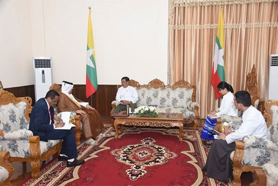 နိုင်ငံခြားရေးဝန်ကြီးဌာန ပြည်ထောင်စုဝန်ကြီး ဦးသန်းဆွေ တာဝန်ပြီးဆုံး၍ ပြန်လည်ထွက်ခွာမည့် ကာတာသံရုံးယာယီတာဝန်ခံအား လက်ခံတွေ့ဆုံ