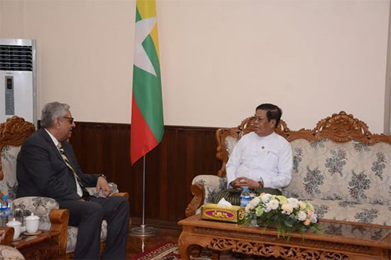 ပြည်ထောင်စုဝန်ကြီး ဦးသန်းဆွေက ဗန်ကောက်မြို့အခြေစိုက် ကုလသမဂ္ဂ စီမံကိန်းဝန်ဆောင်မှုရုံး (UNOPS) ၏ အာရှနှင့်ပစိဖိတ်ဒေသဆိုင်ရာရုံး၊ ညွှန်ကြားရေးမှူး Mr. Sanjay Mathur ကို လက်ခံတွေ့ဆုံ