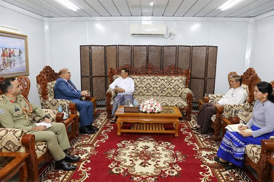 ဒုတိယဝန်ကြီးချုပ်နှင့် နိုင်ငံခြားရေးဝန်ကြီးဌာန၊ ပြည်ထောင်စုဝန်ကြီးက မြန်မာနိုင်ငံဆိုင်ရာ ပါကစ္စတန်သံအမတ်ကြီးအား လက်ခံတွေ့ဆုံ (၂၉-၇-၂၀၂၅၊ နေပြည်တော်)